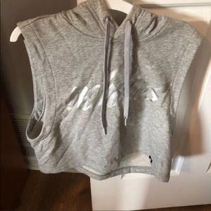 Adidas activewear.. grey crop top with hood.